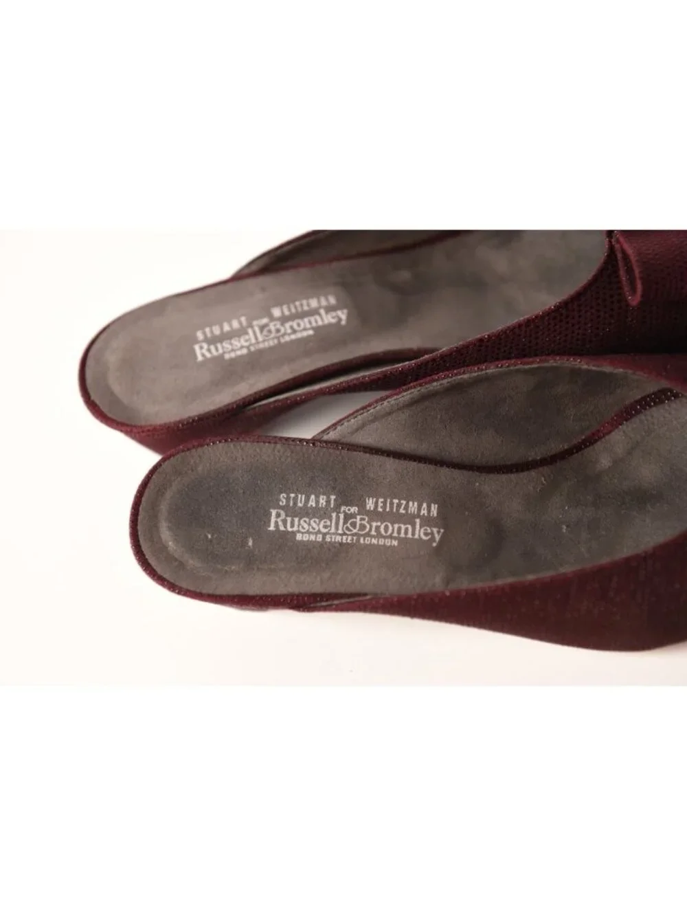 Stuart Weitzman for Russell & Bromley Candy Burgundy Peep Toe Wedges Size 6 - Picture 4 of 10